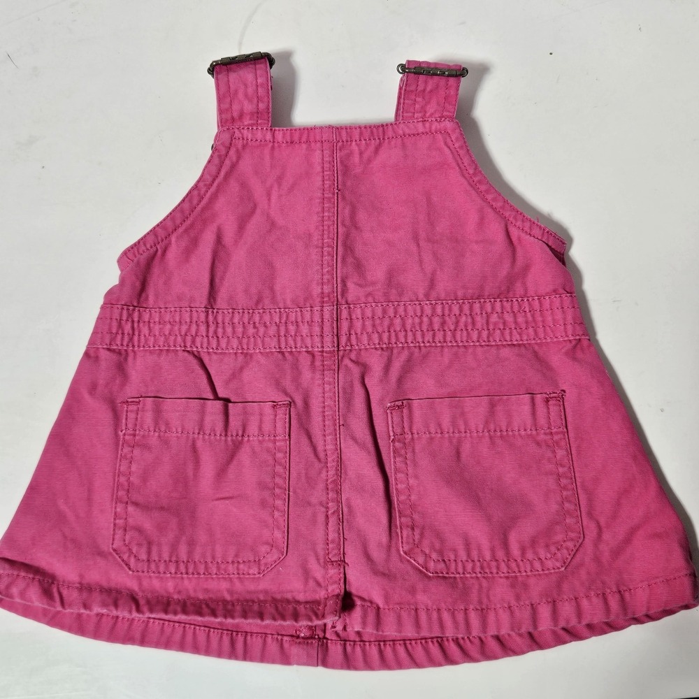 VTG Old‎ Navy Girls Bib Dress Overall Pink 3-6 Month Cotton Denim Skirtall Y2K - Picture 6 of 7